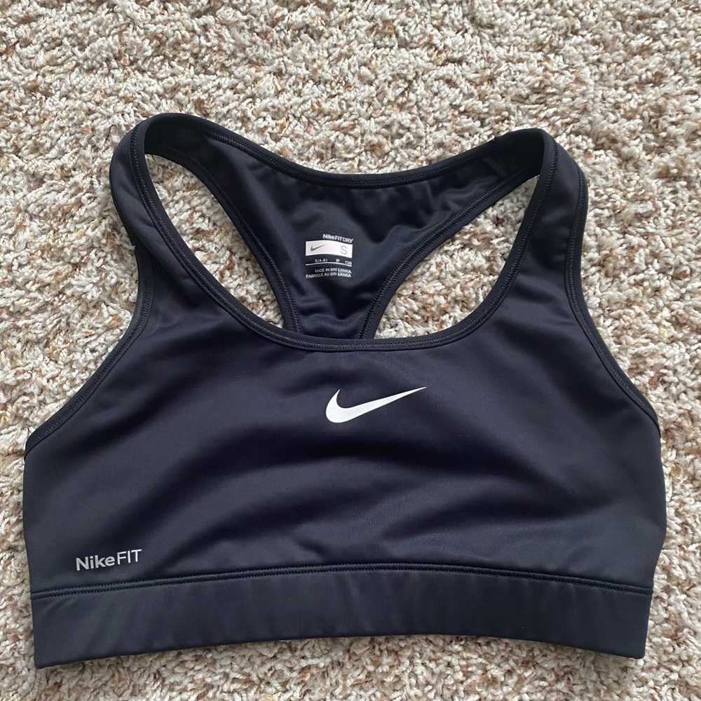 nike black womens dri fit sports bra small